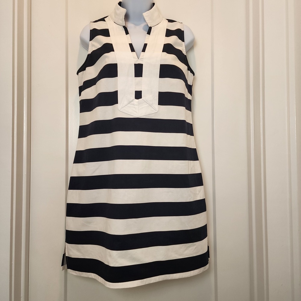 Sail to Sable Classic Tunic Dress‎ Navy White Stripe Cotton M Coastal Preppy